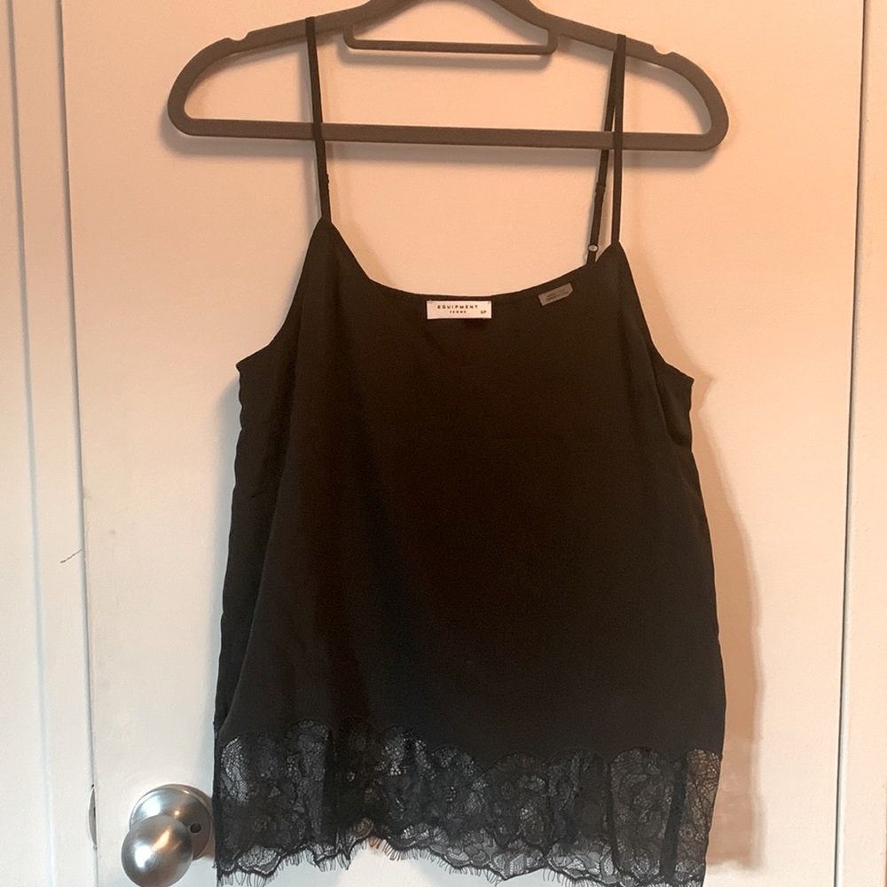 Equipment Layla silk lace blouse, size S, Black